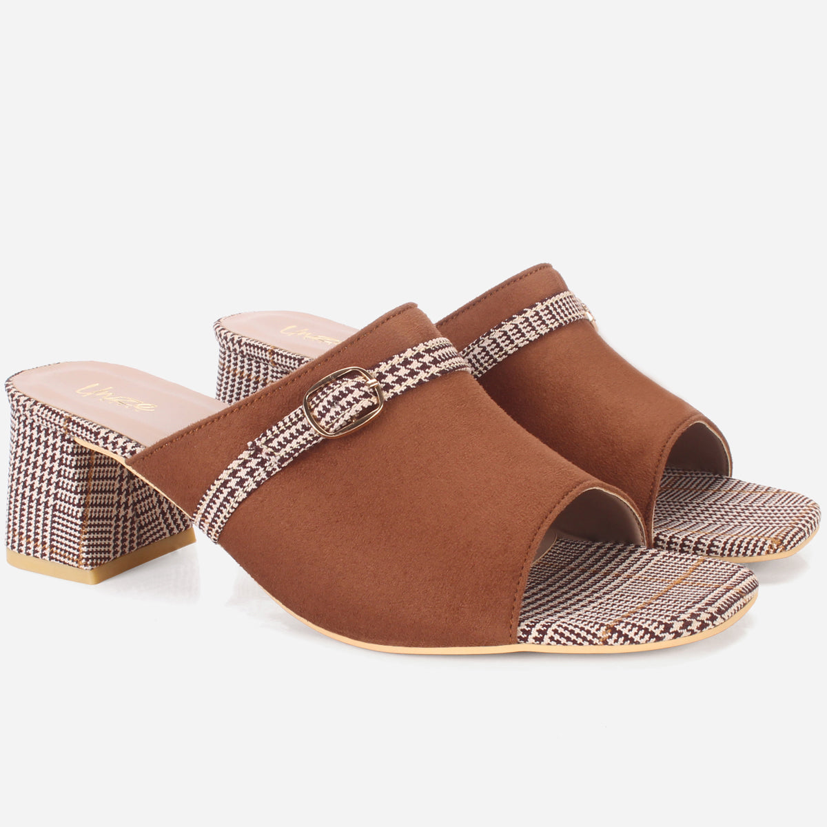 Women's Square Toe Sandals With Chunky Heel - Adjustable Multi-Strap Mule Slides