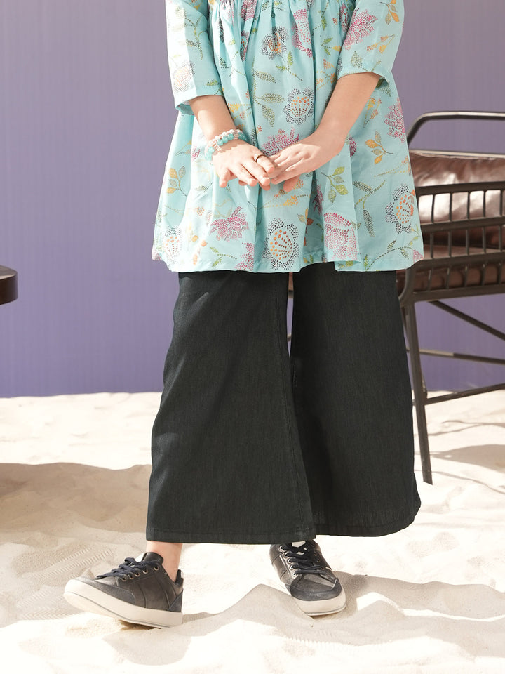 "OLETA" Plazo Fit Denim Jeans