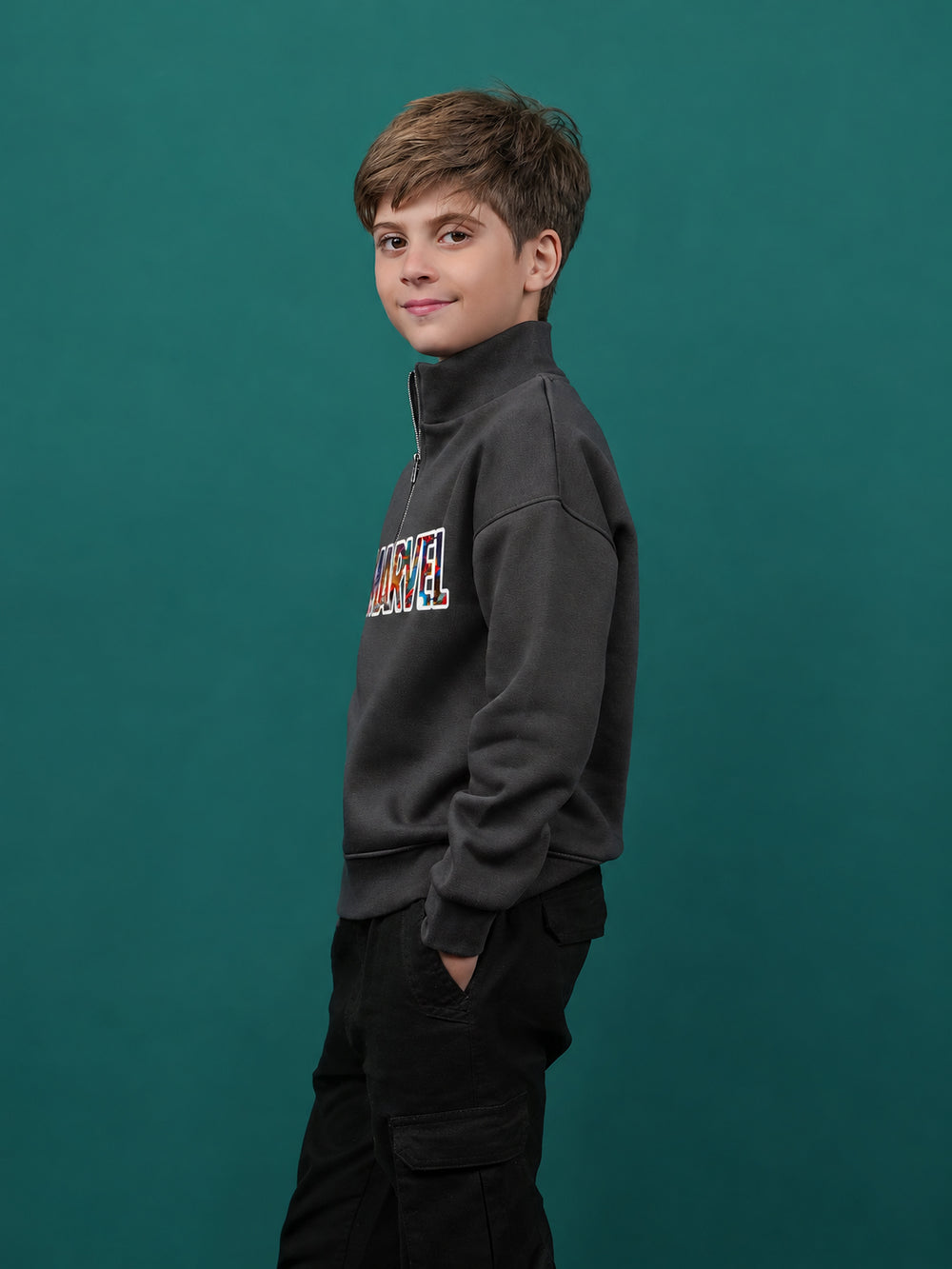 "DEWITT" Half Zipper Drop Shoulder Fleece Sweatshirt