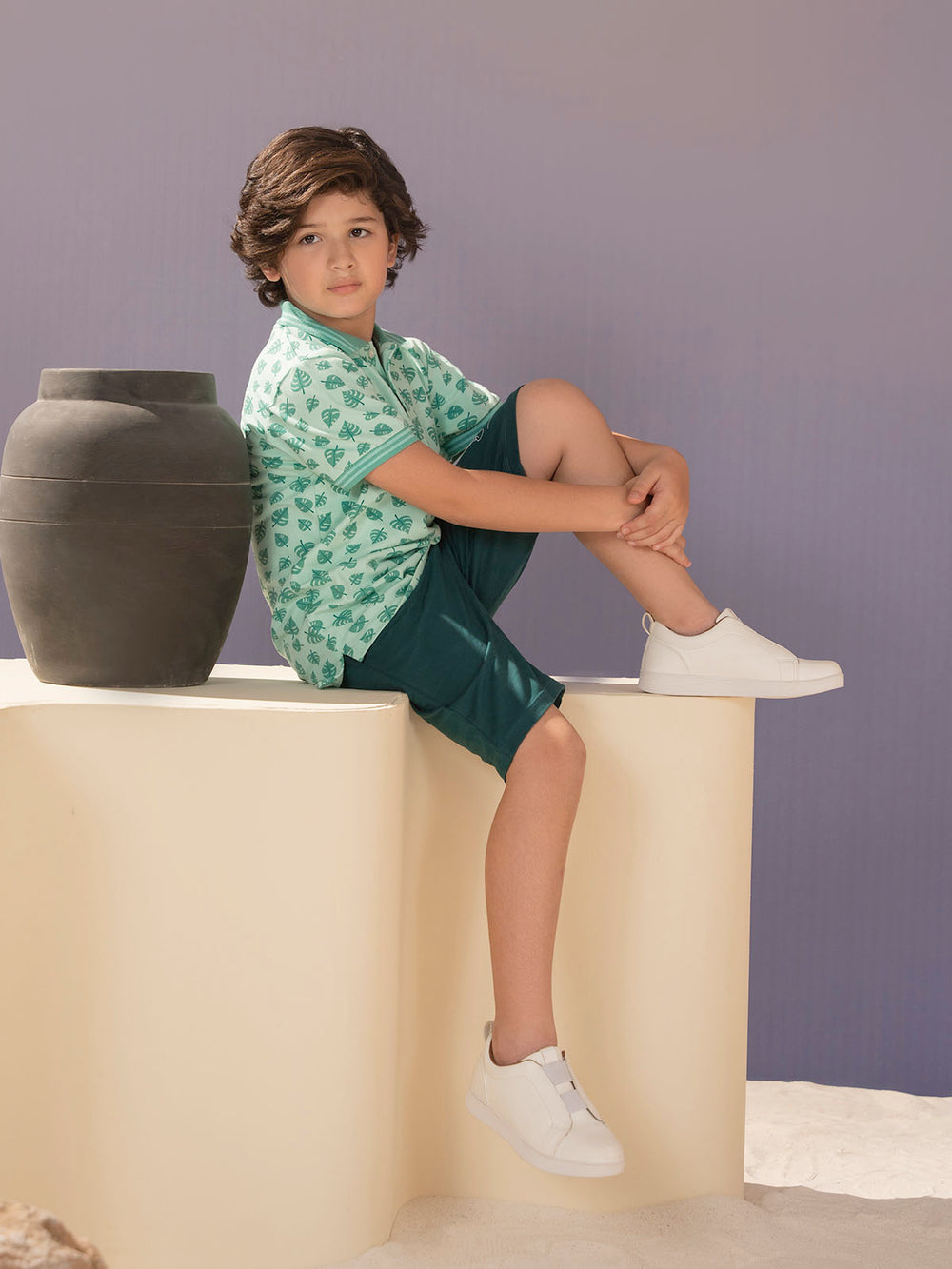 "ELIJAH" Graphic Regular Fit Knits Shorts