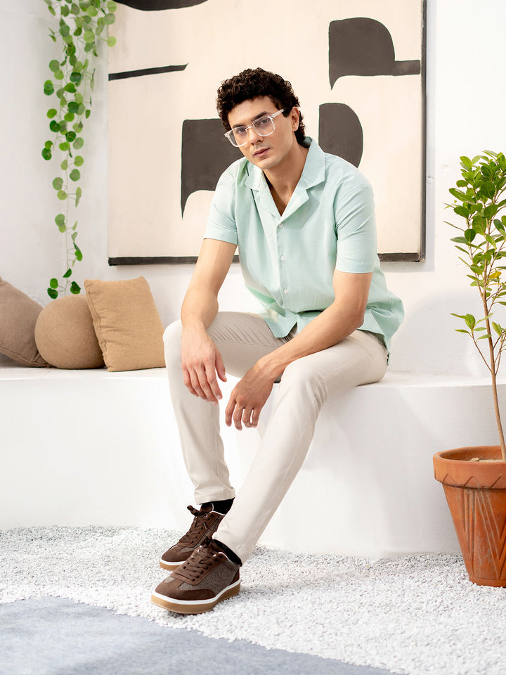"OMARI" Regular Fit Cotton Casual Shirt