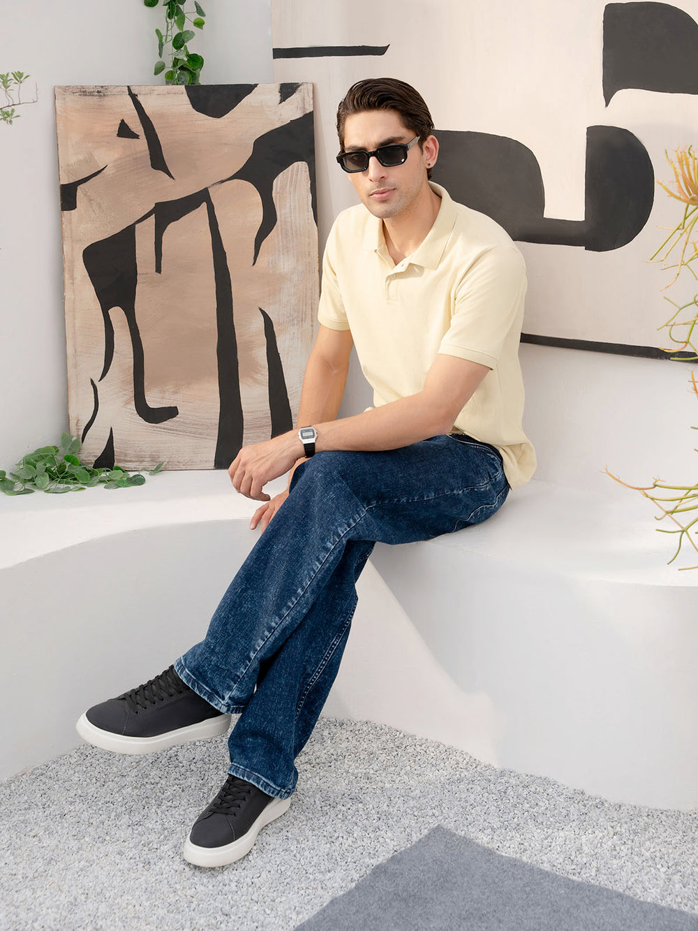 "WALKER" Jacquard Collar Polo Shirt