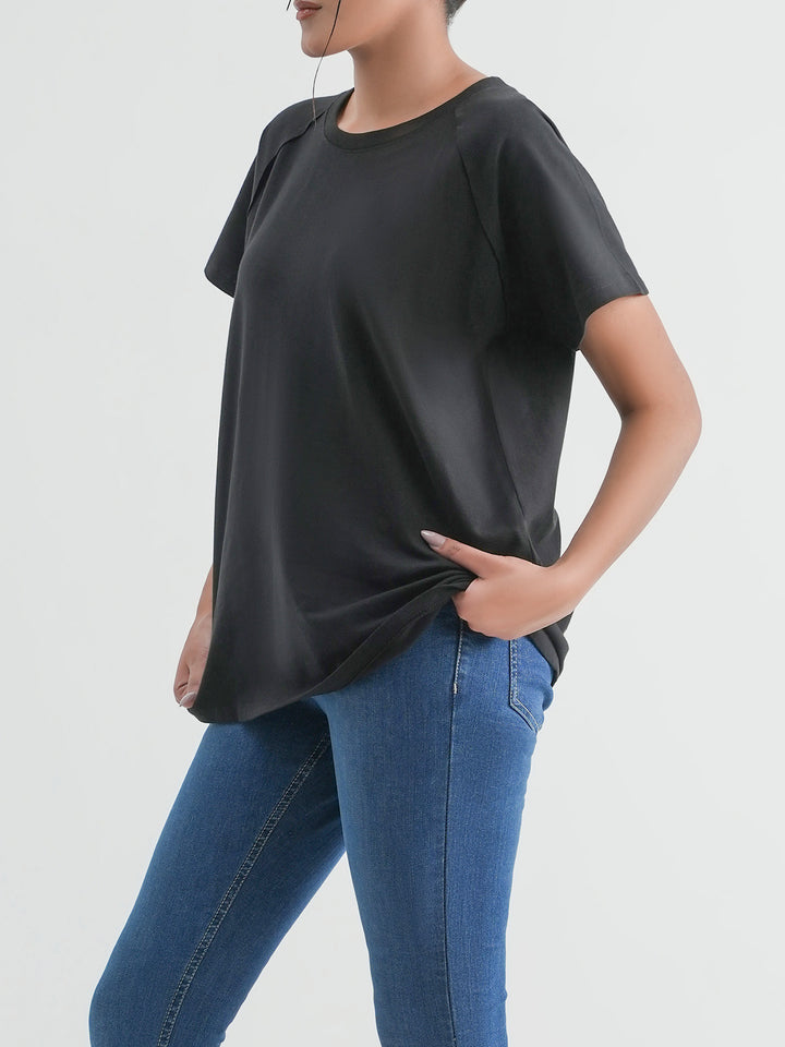 "AURELY" Cropped Raglan Sleeves T-Shirt