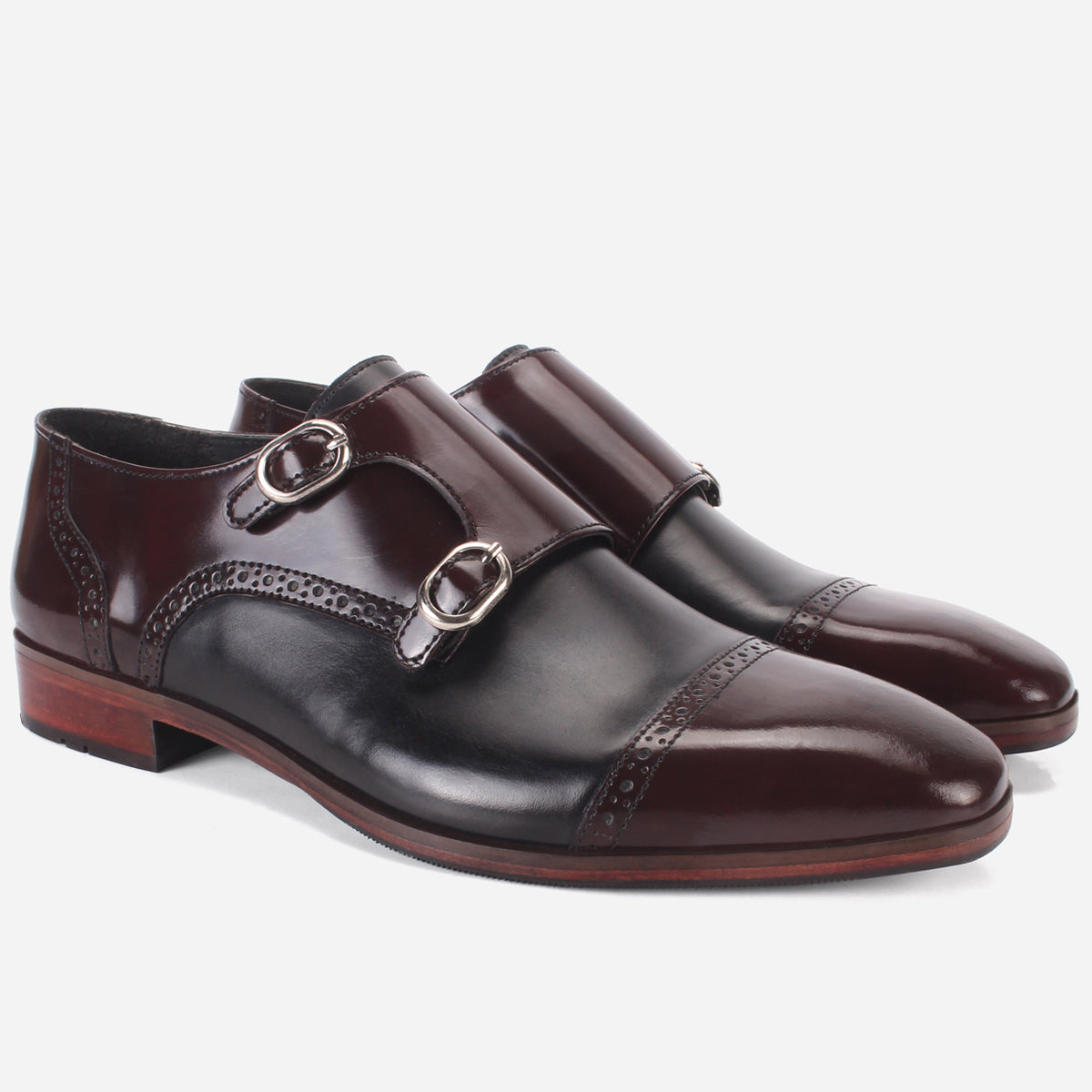 Mens "BLAISE" Double Tone Monk Strap Shoes1