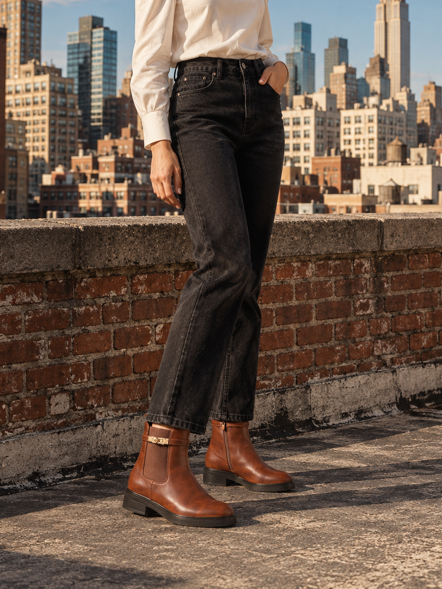 Women "TISHA" Buckle Detail Ankle Boots