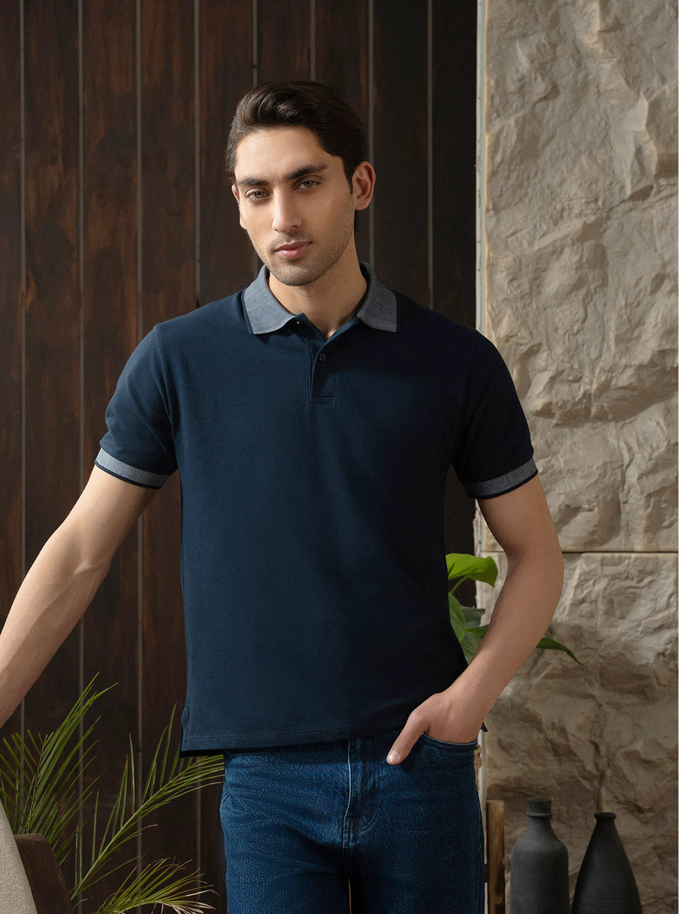 "WALKER" Jacquard Collar Polo Shirt