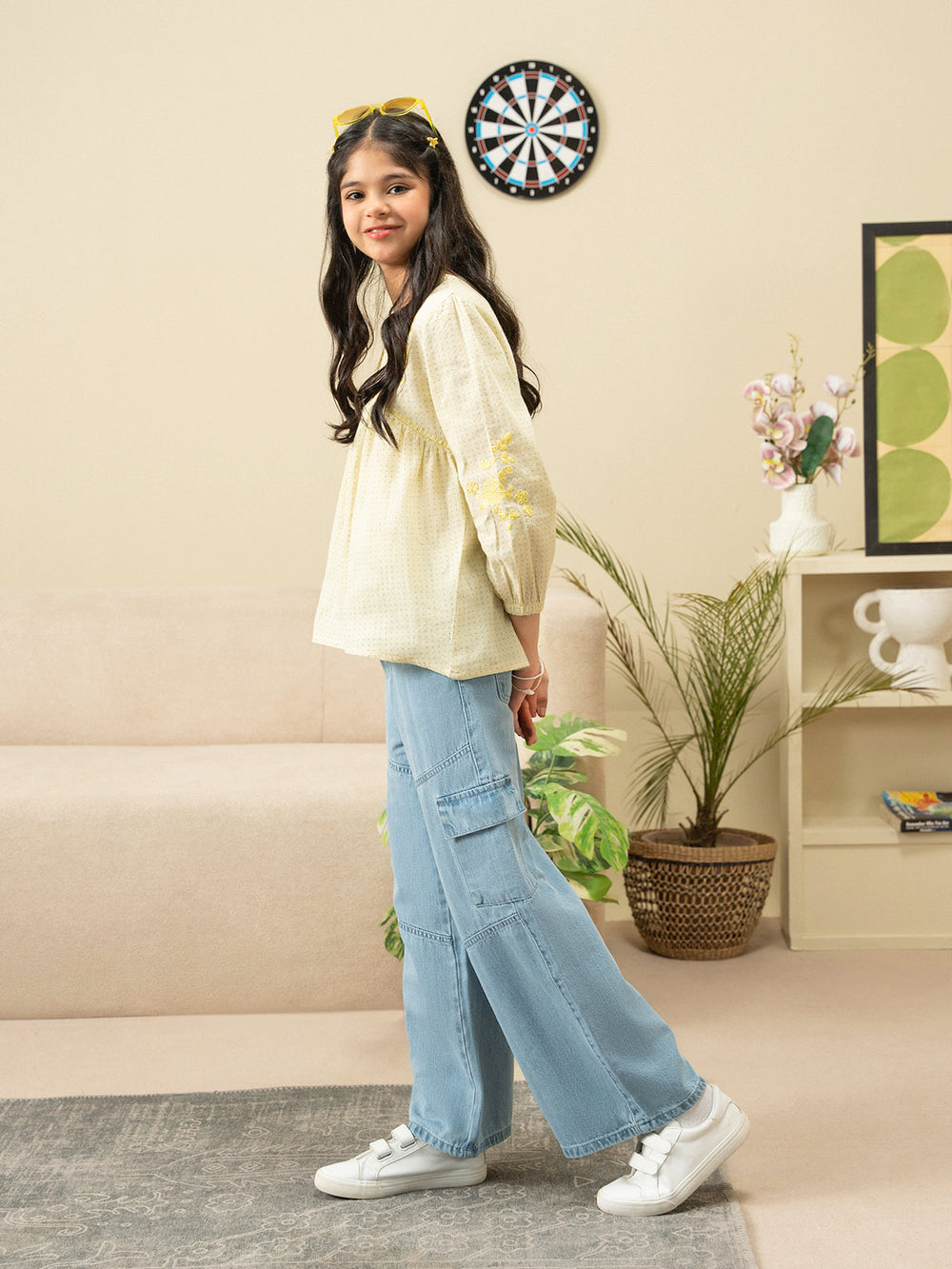 "CARME" Embroidery Regular Cotton Top