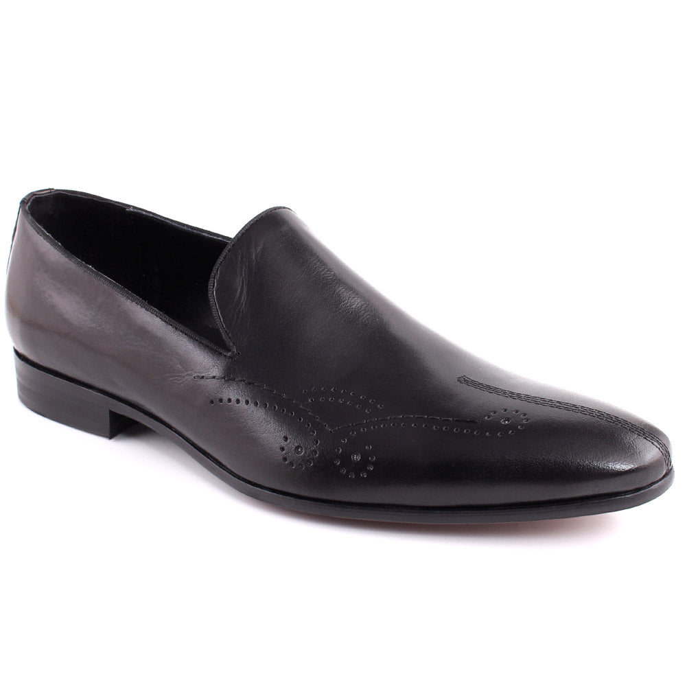 Men “ALDRICH”  Cap Toe Perforated Design Slip On Loafer Shoes