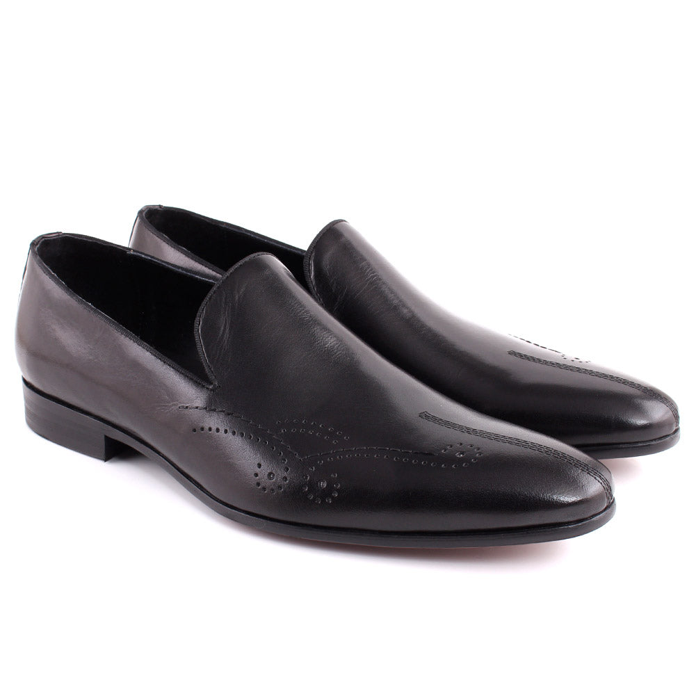 Men “ALDRICH”  Cap Toe Perforated Design Slip On Loafer Shoes