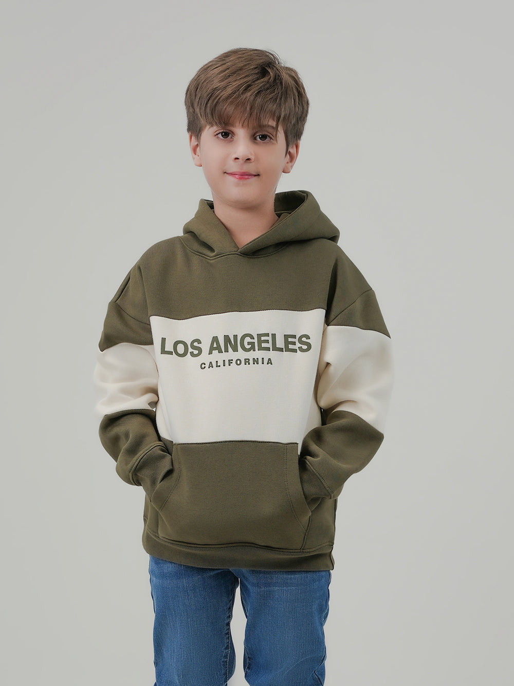 "RIQUIN" Cut & Sew Fleece Hoodie