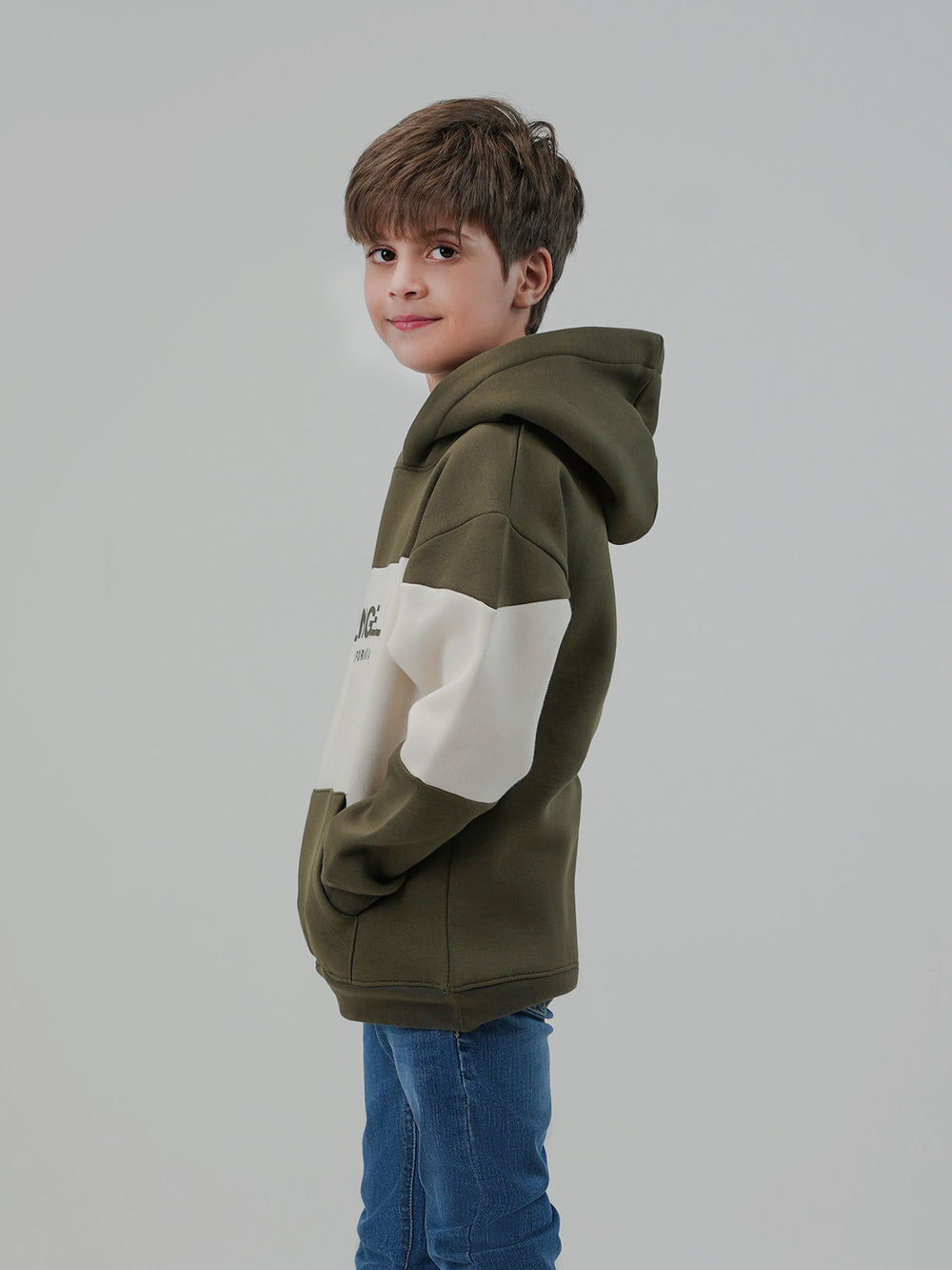 "RIQUIN" Cut & Sew Fleece Hoodie