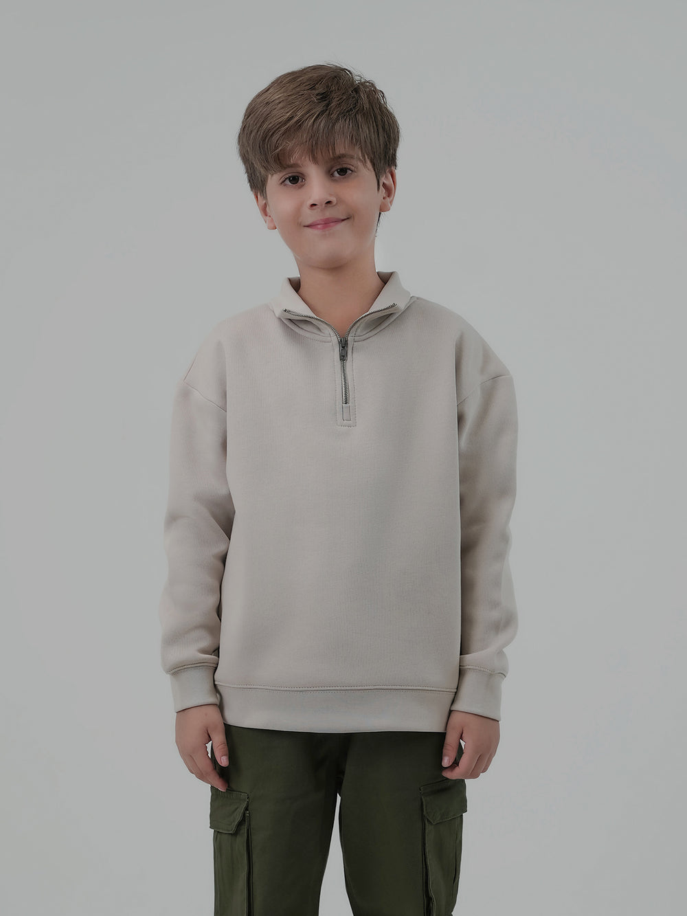 "DEWITT" Half Zipper Drop Shoulder Fleece Sweatshirt