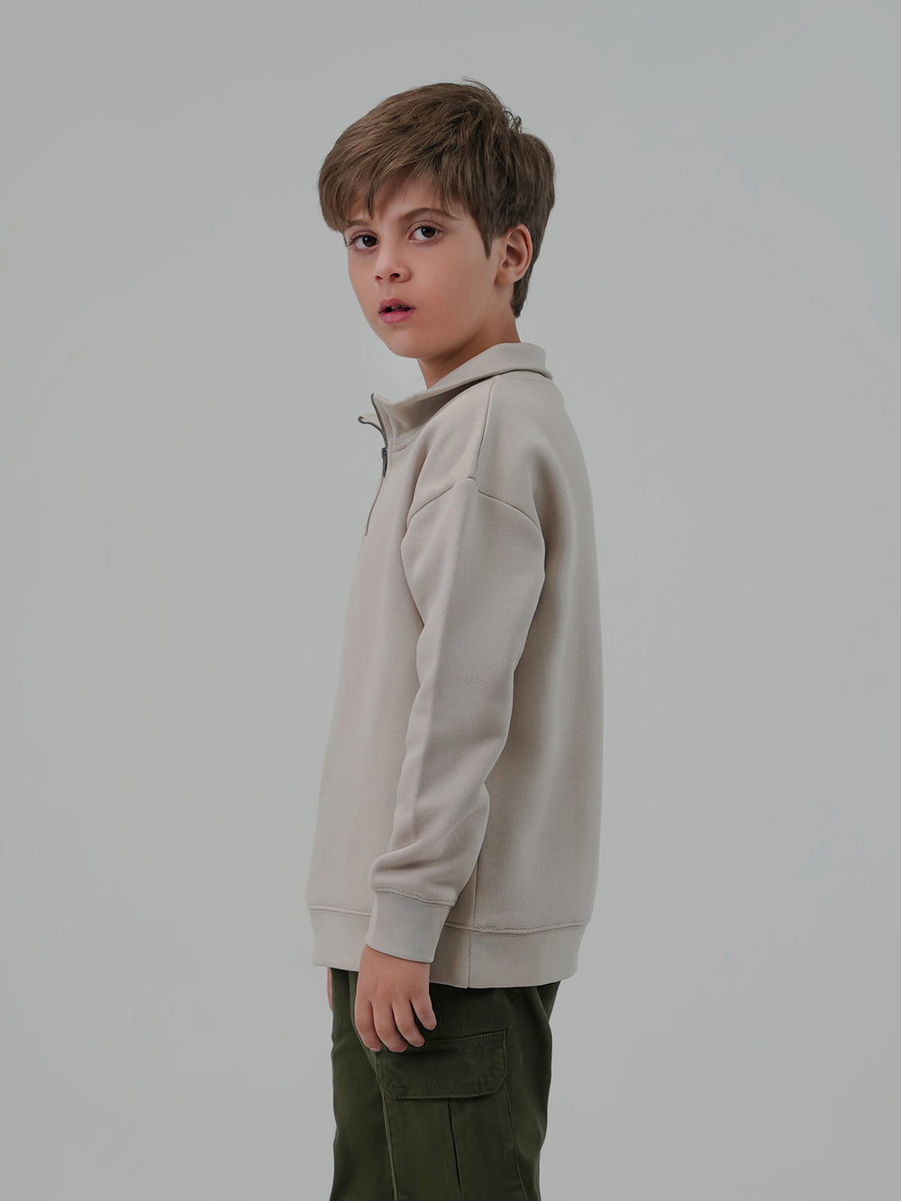 "DEWITT" Half Zipper Drop Shoulder Fleece Sweatshirt
