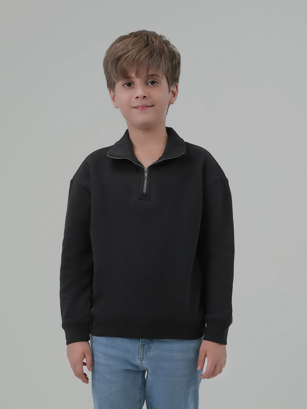 "DEWITT" Half Zipper Drop Shoulder Fleece Sweatshirt