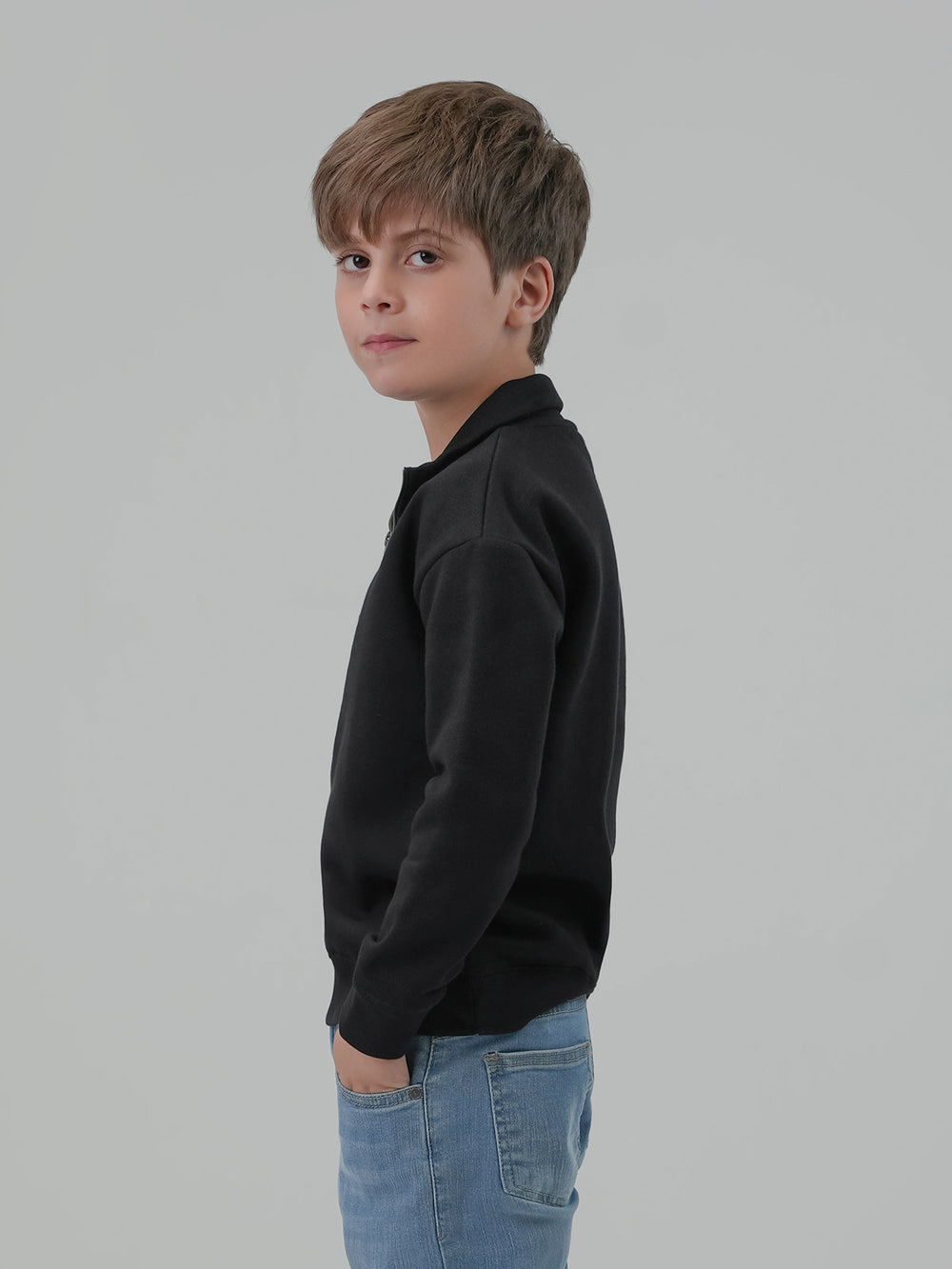 "DEWITT" Half Zipper Drop Shoulder Fleece Sweatshirt