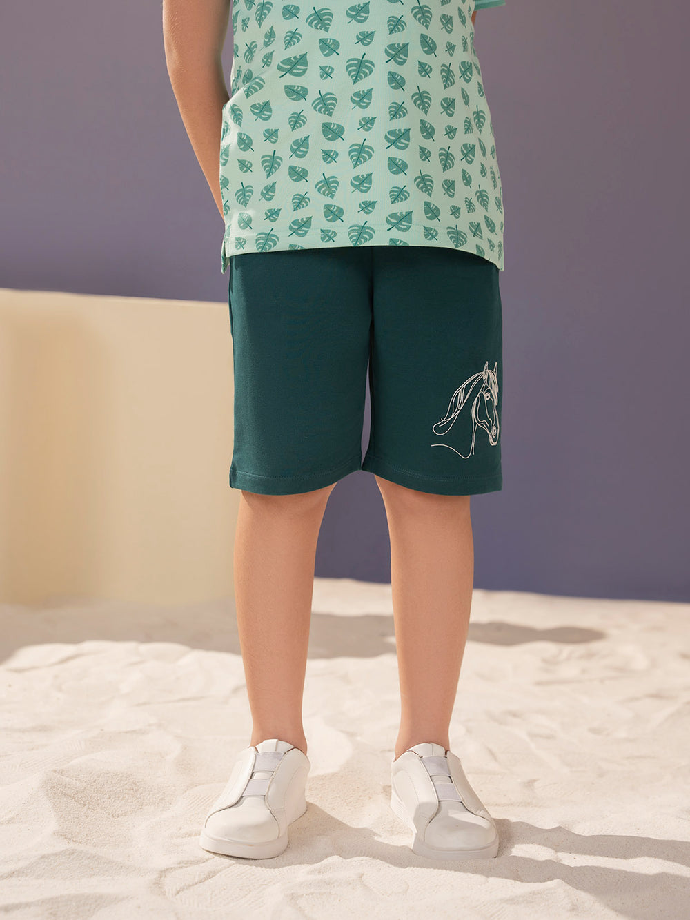 "ELIJAH" Graphic Regular Fit Knits Shorts