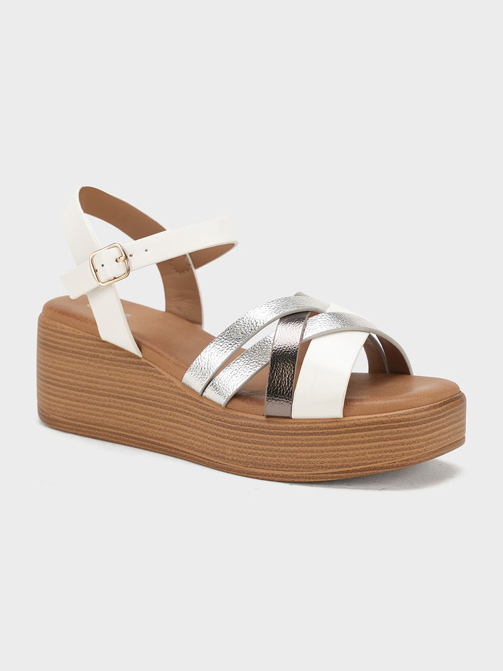 Women "ALLEGRA" Wedge Cross Strap Sandals