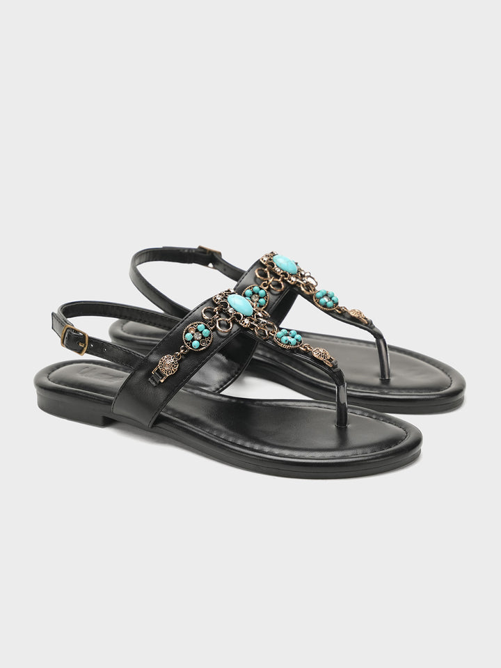 Women "SIMONE" Glamour Fancy Flat Sandals