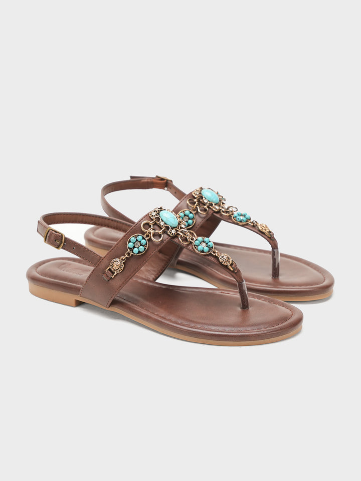 Women "SIMONE" Glamour Fancy Flat Sandals