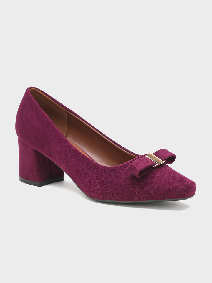 Women "NISHU" Suede Block Heel Courts
