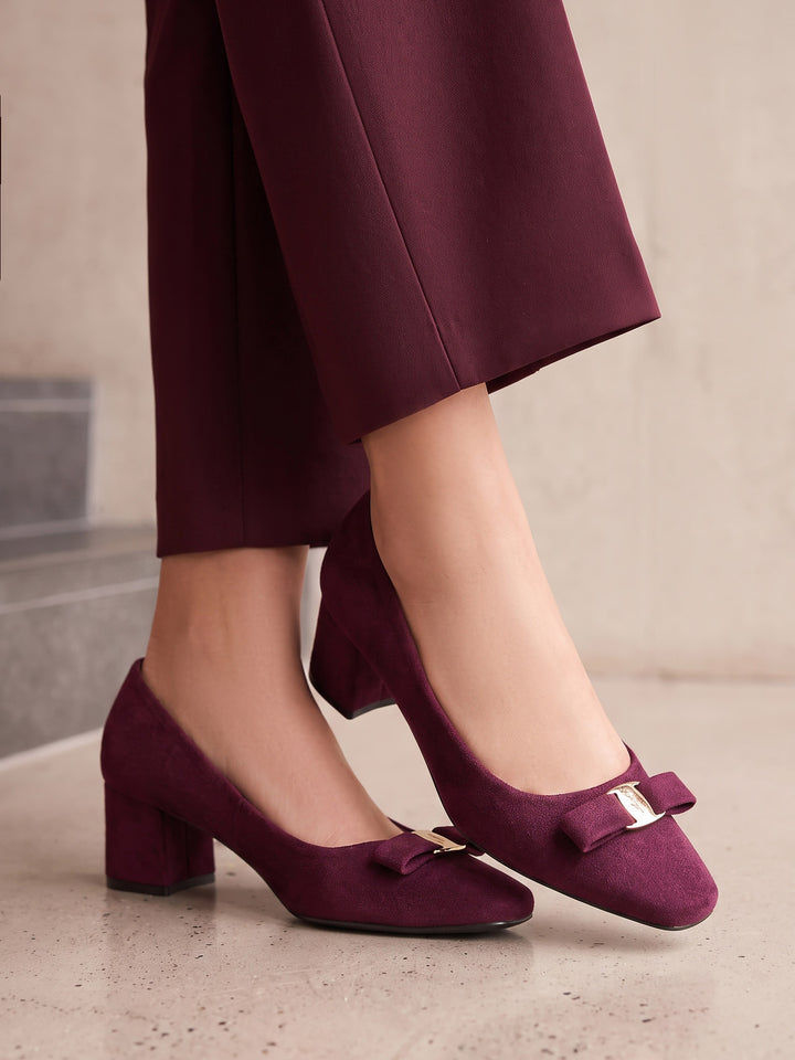 Women "NISHU" Suede Block Heel Courts