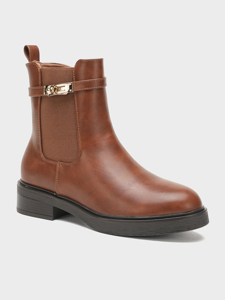 Women "TISHA" Buckle Detail Ankle Boots