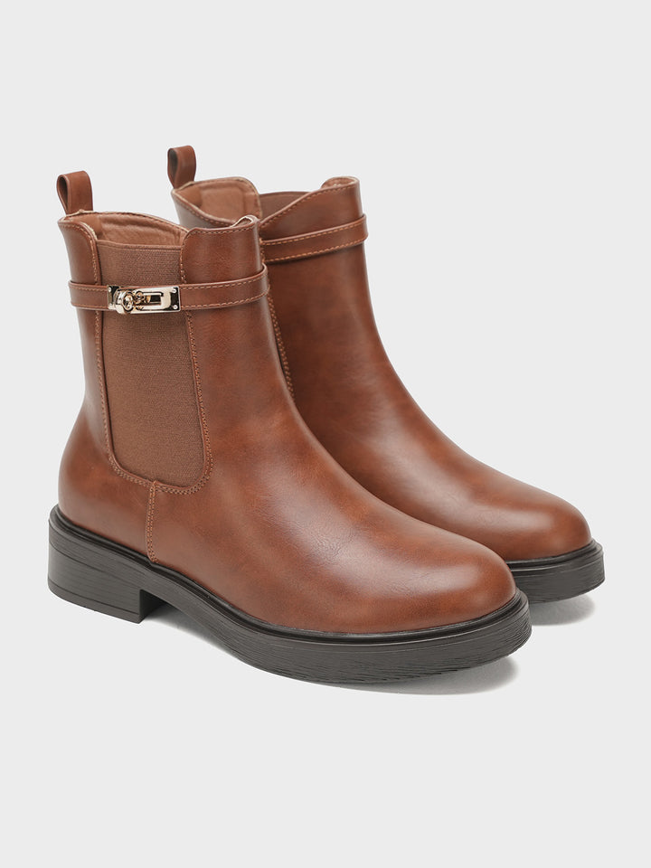 Women "TISHA" Buckle Detail Ankle Boots