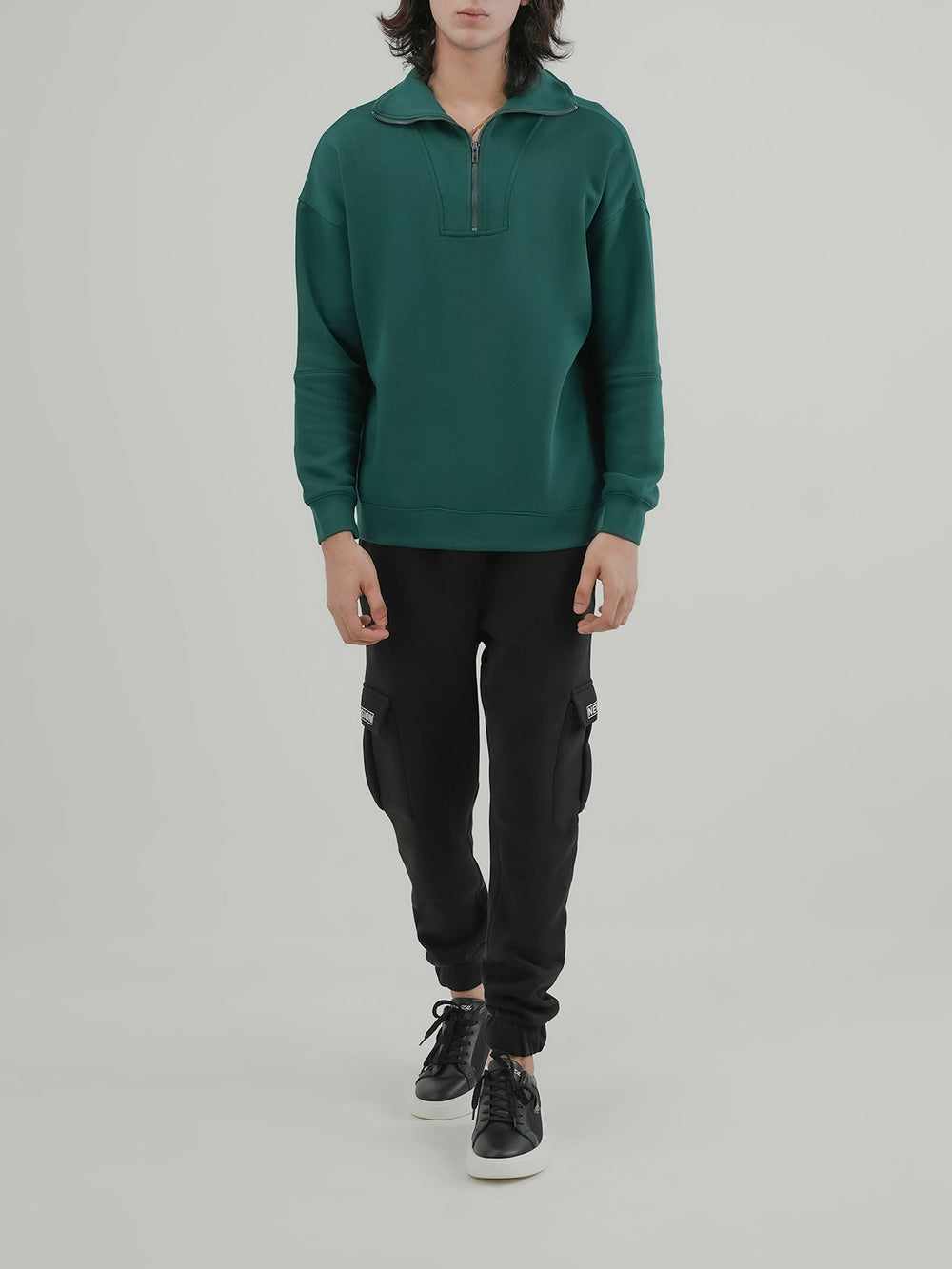 "CINDER" Drop Shoulder Fleece Sweatshirt