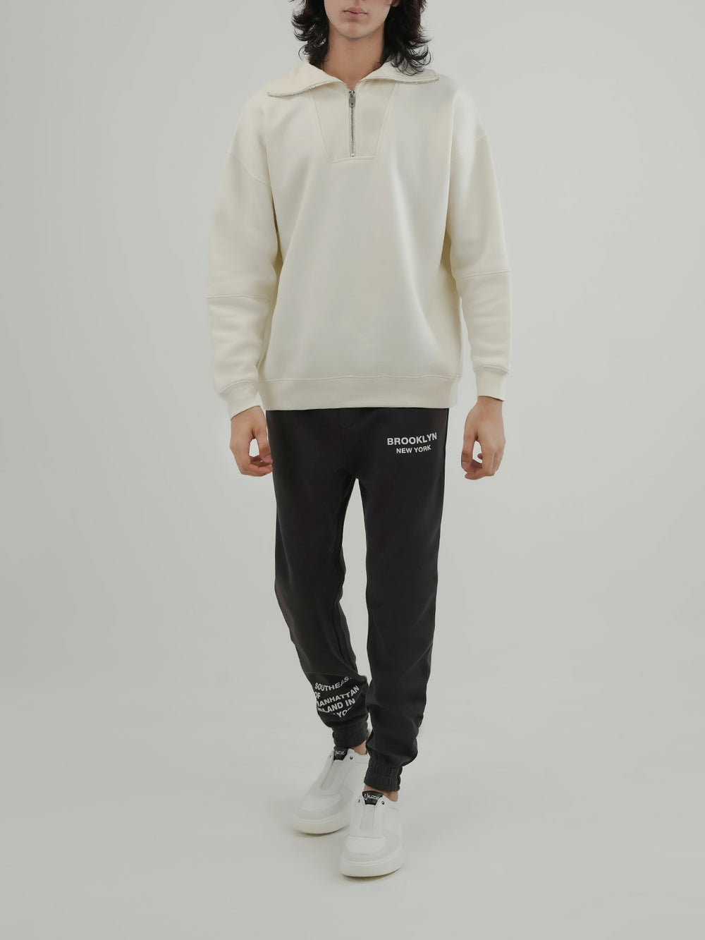 "CINDER" Drop Shoulder Fleece Sweatshirt