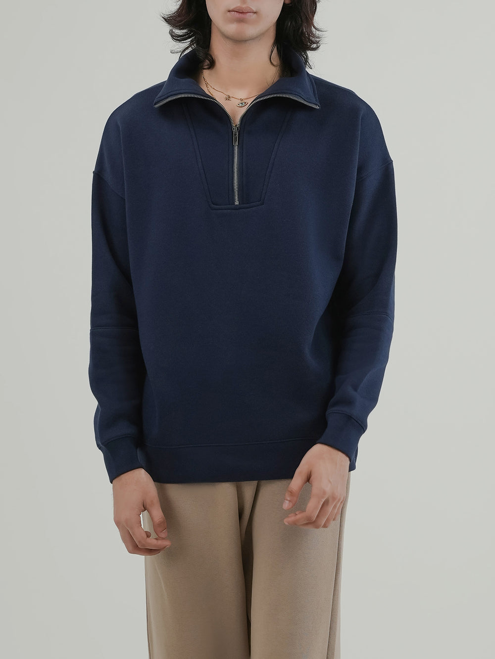 "CINDER" Drop Shoulder Fleece Sweatshirt