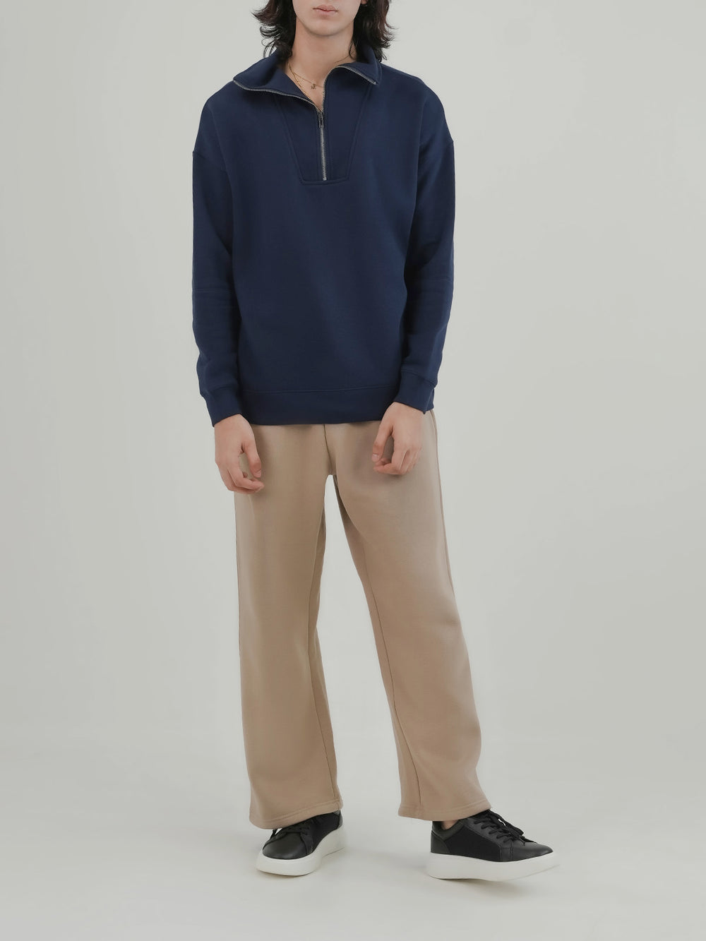 "CINDER" Drop Shoulder Fleece Sweatshirt