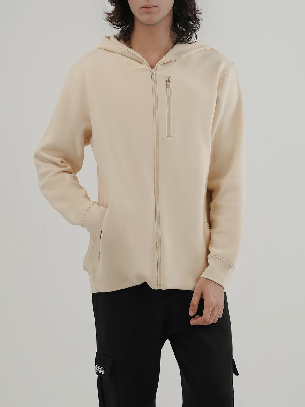"BERYL" Zipper Regular Fit Fleece Hoodie