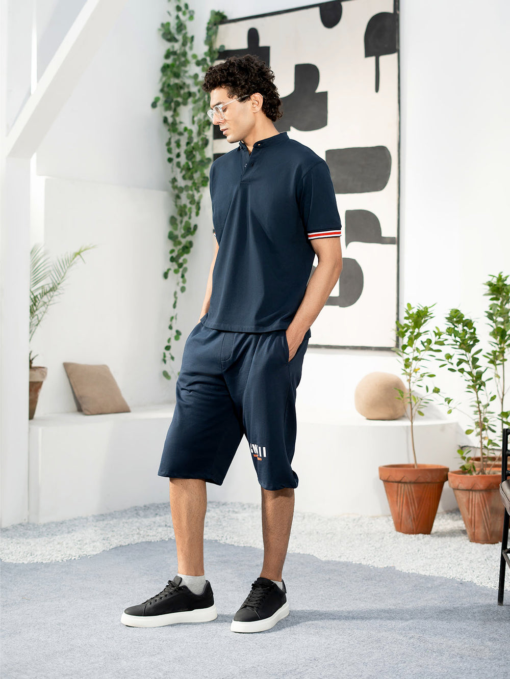 "LEONA" Ban Collar Pique Polo Shirt