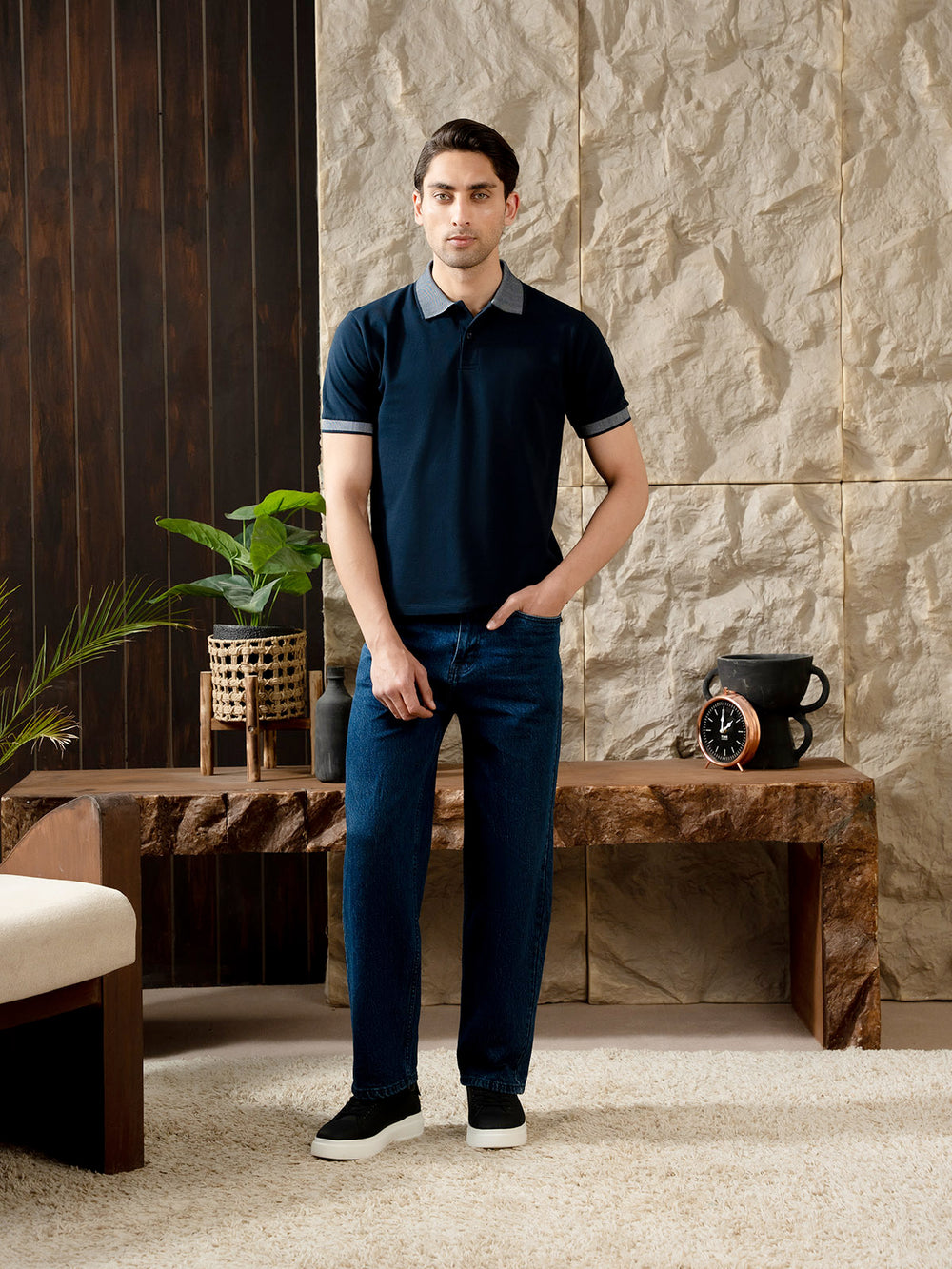 "WALKER" Jacquard Collar Polo Shirt