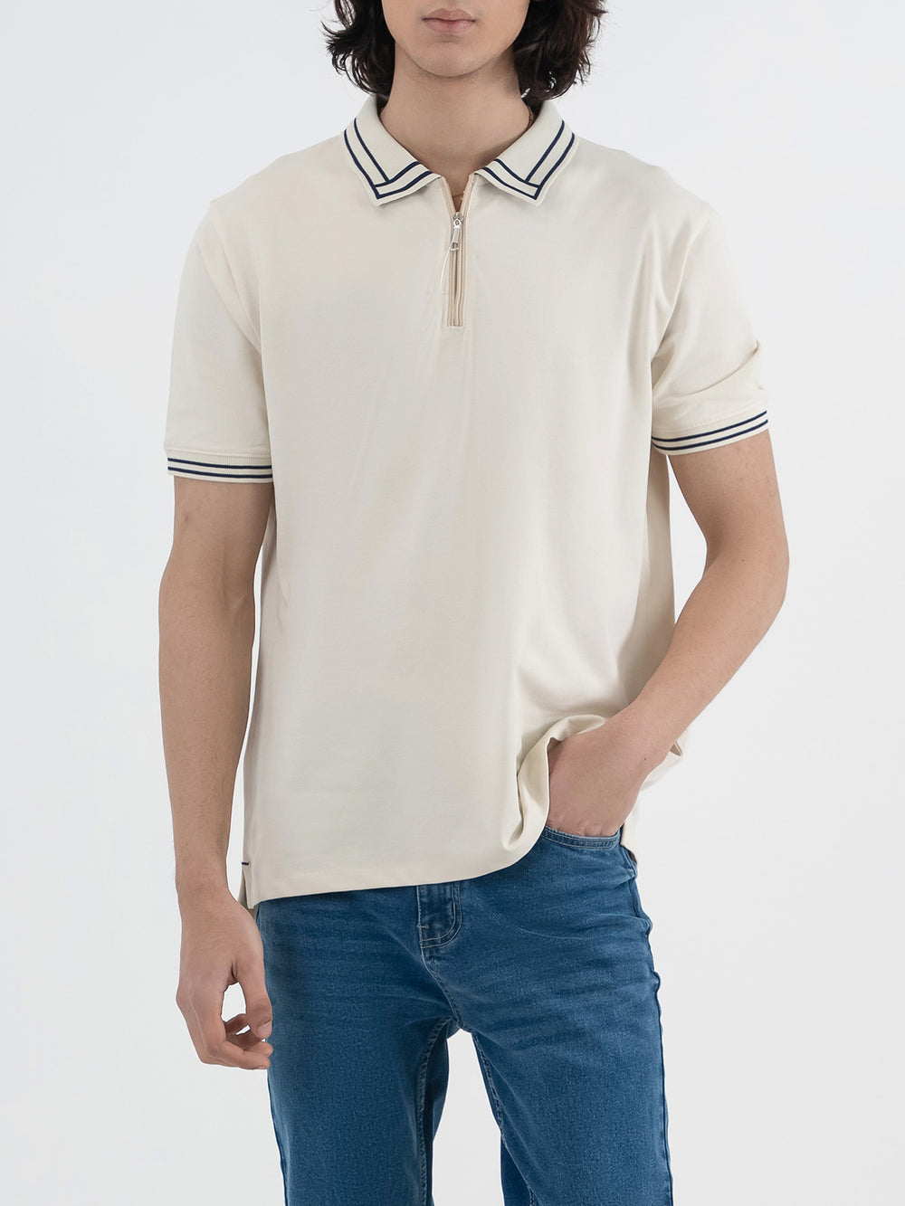 "LOGAN" Half Zipper Pique  Polo Shirt