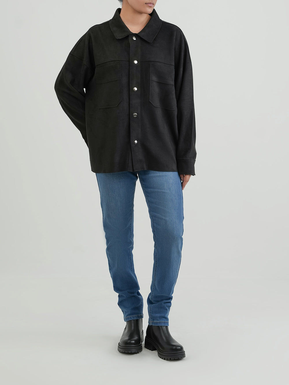 "AMAKA" Structured Fit Suede Jacket