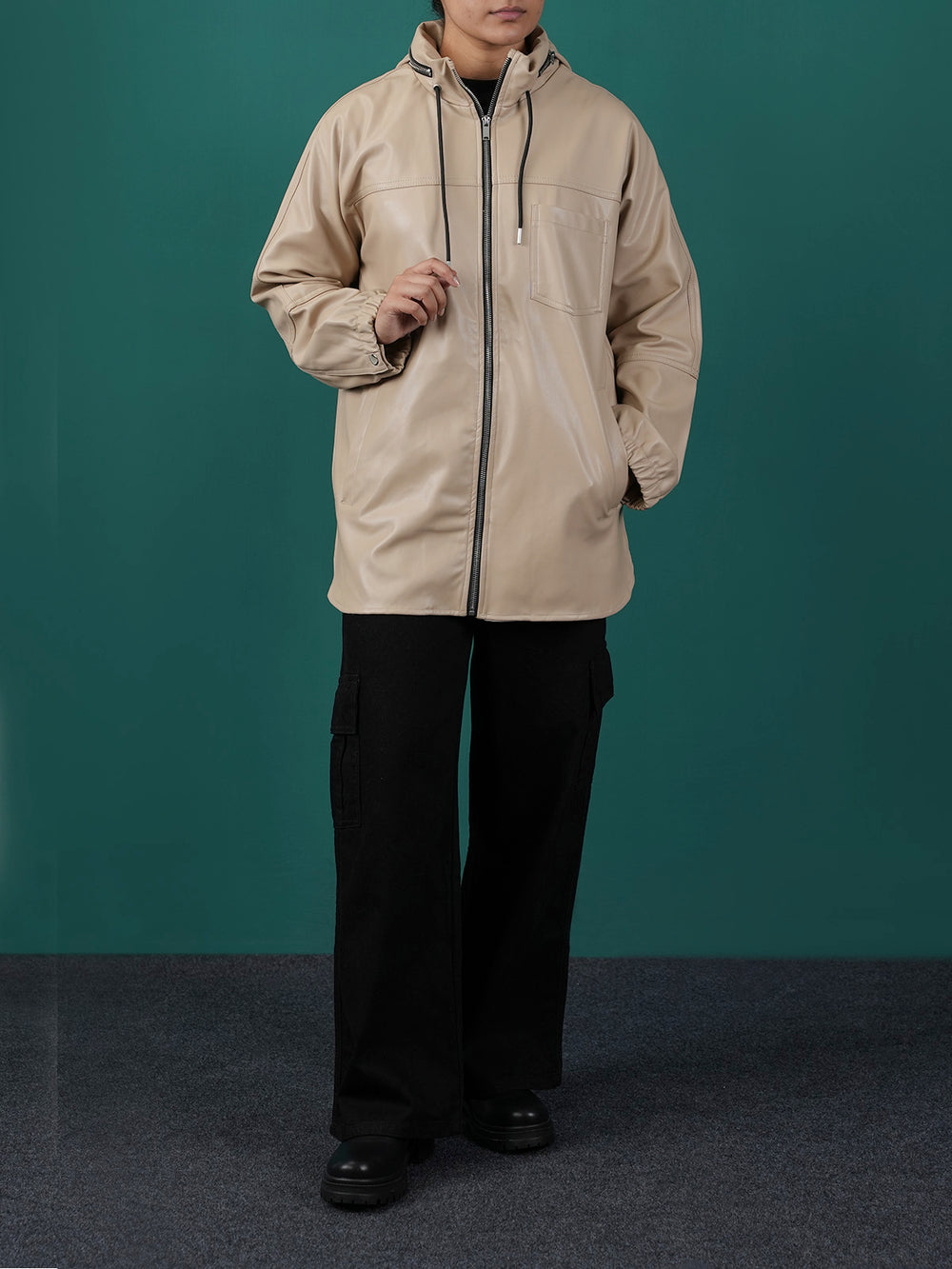 "ATSUKPI" Lightweight PU Bomber Jacket