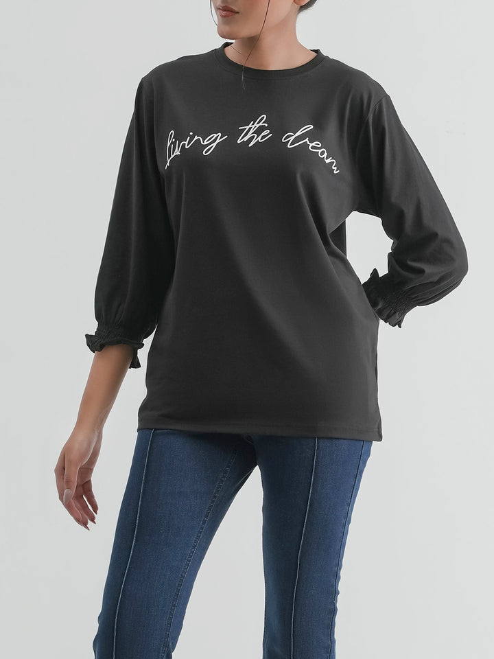 "ERSEN" Embroidery Regular T-Shirt