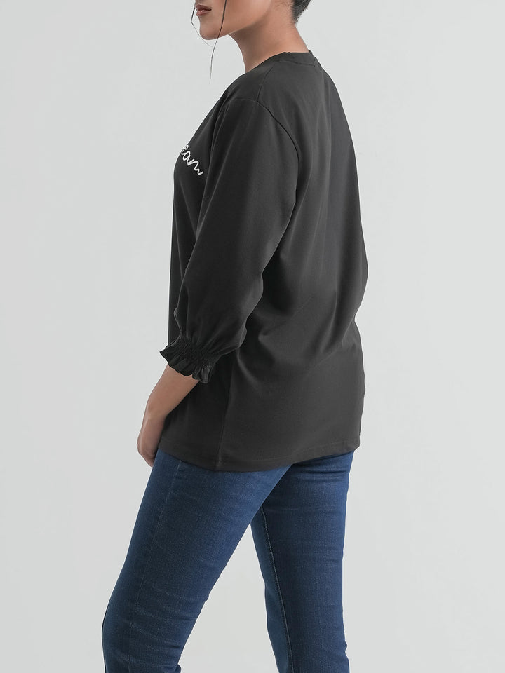 "ERSEN" Embroidery Regular T-Shirt