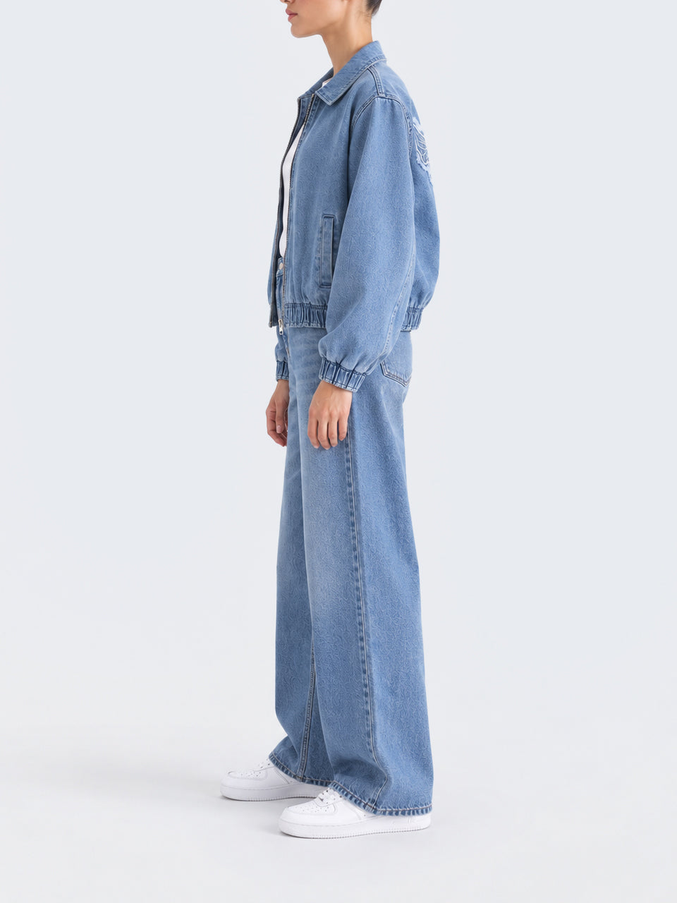 "TATE" Cropped Applique Denim Jacket