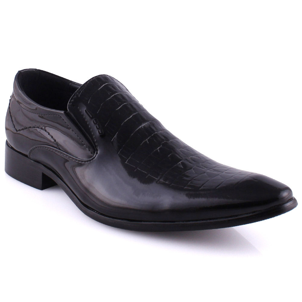 Mens “CAMDEN ” Snake Textured Slip-on Oxfords Shoes – Unze London