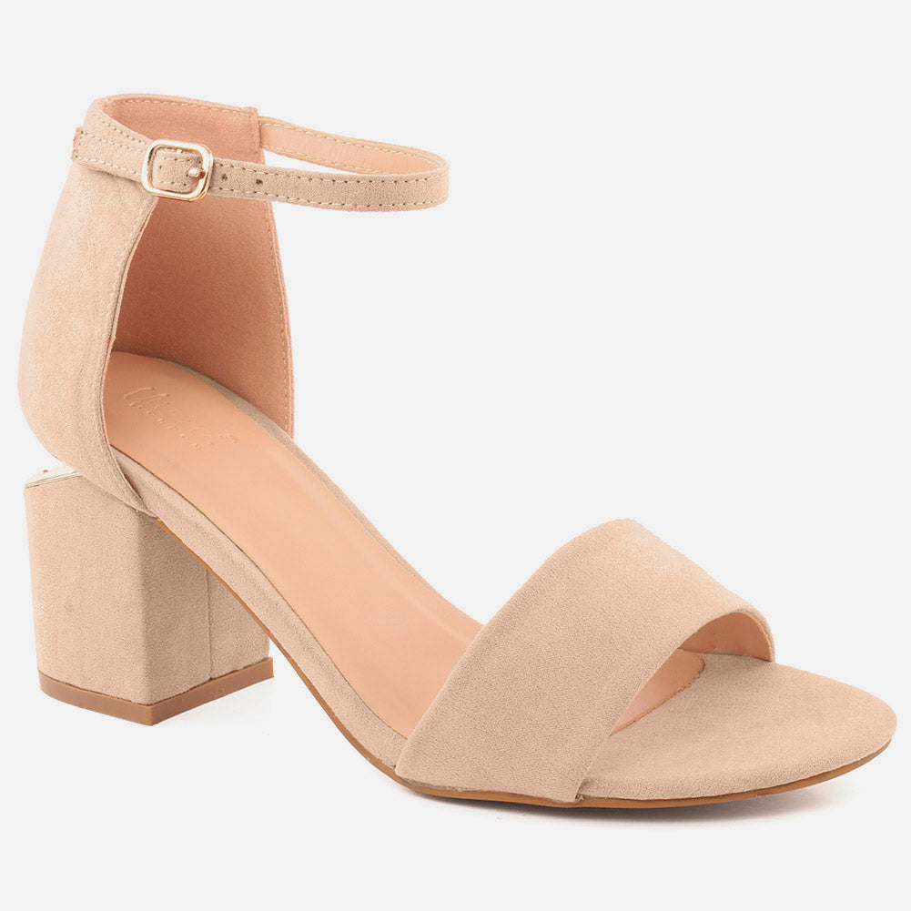Ladies Sandals Beige Low Block Heel Sandals Women